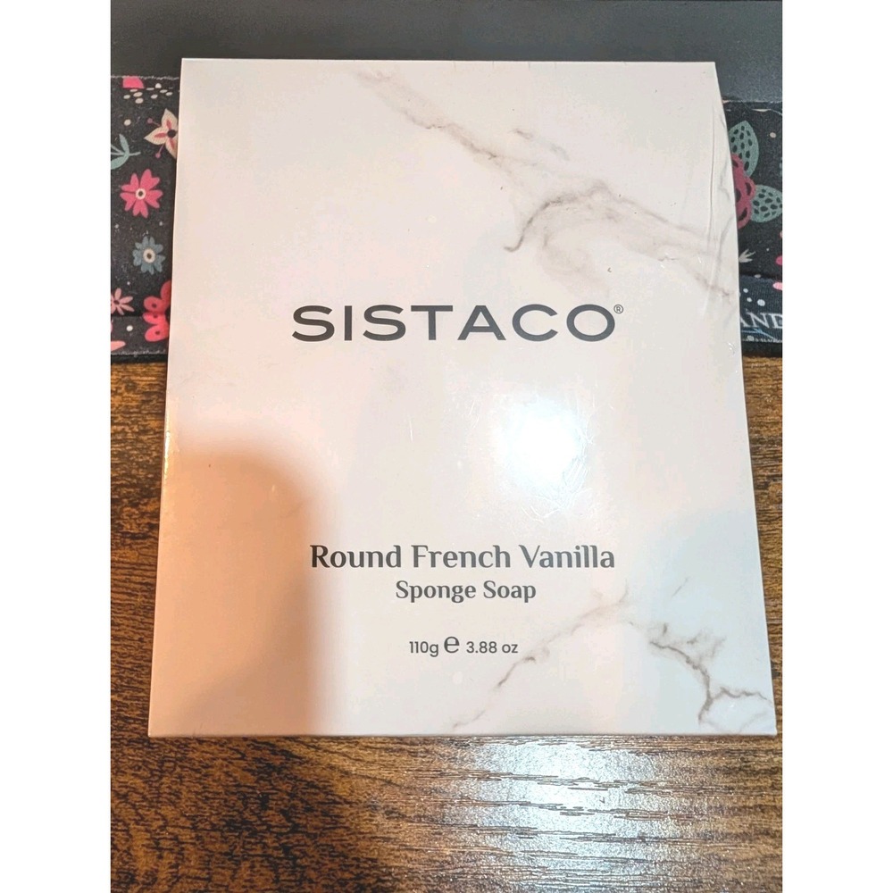 Sistaco UNRELEASED NIB French Vanilla Round Soap Sponge Large Jojoba Shea